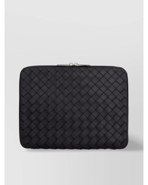 Bottega Veneta Black Calf Leather Intrecciato Clutch Bag for men