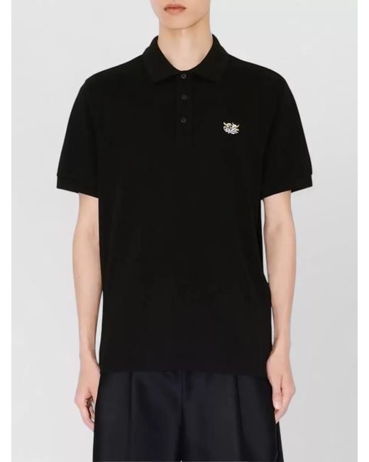 KENZO Black Cotton Slim-Fit Piqué Polo Shirt for men