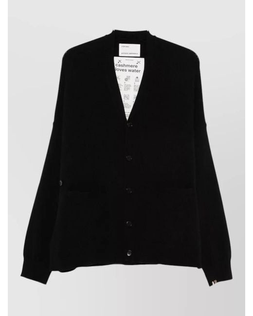 Extreme Cashmere Black Cashmere V-Neck Ribbed Cuff Cardigan