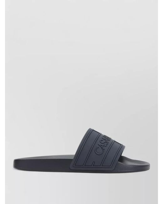 Casablanca Blue Logo Pool Slides Rubber Sole Design for men