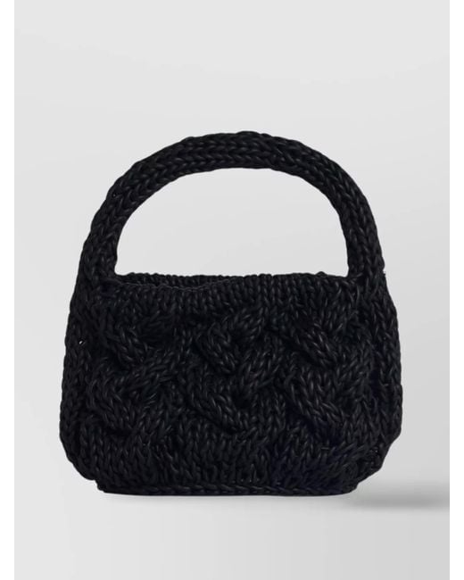 J.W. Anderson Black Leather Mini Bag With Braided Texture And Top Handle