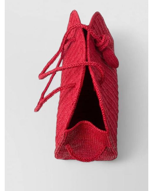Jacquemus Red Rectangular Tote Bag Woven Texture Handles