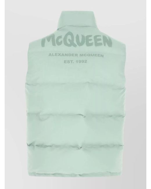McQueen Green Sleeveless Padded Jacket for men