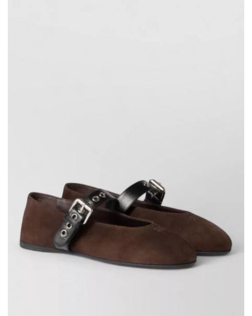 Miu Miu Brown Suede Ballerina Shoes