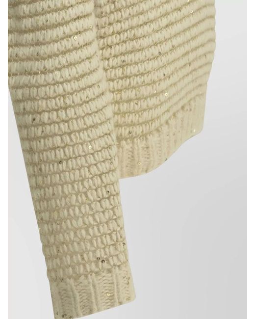 Herno Natural Knit Crew Neck Sweater Sequin Detail
