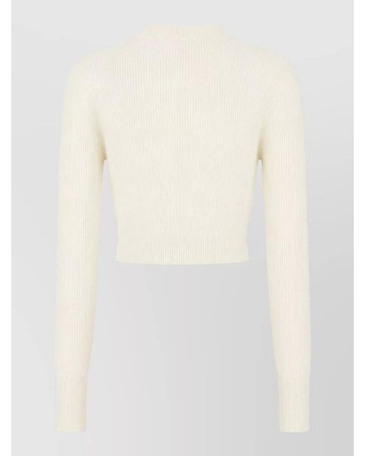 Malo White Cashmere Cropped Sweater High Neck Ribbed