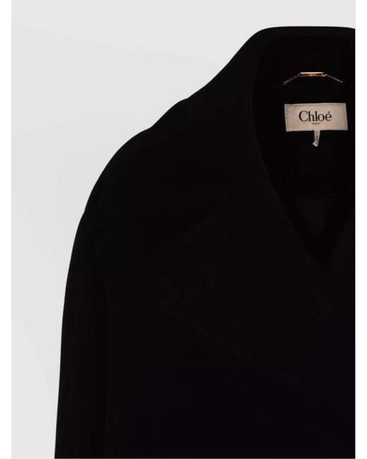 Chloé Black Lapel Double-Breasted Coat Buttoned Cuffs