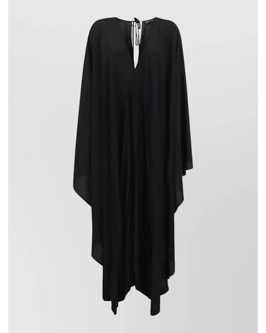Tom Ford Black Silk V-Neck Long-Sleeve Kaftan