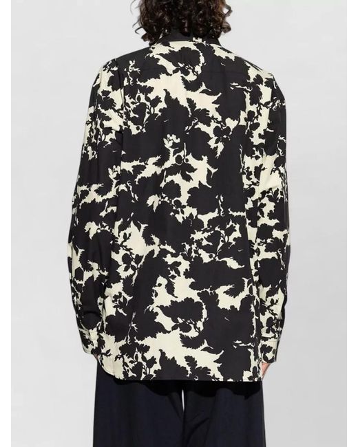 Dries Van Noten Black Croom Cotton Shirt Long Sleeves Floral for men
