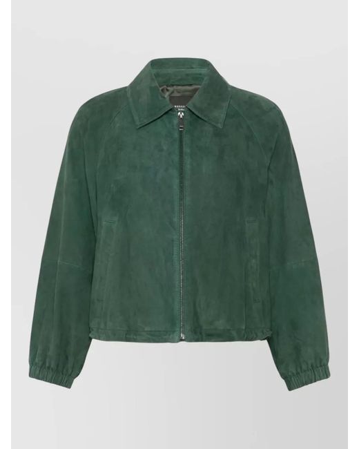 Weekend by Maxmara Green Suede Regular-Fit Single-Breasted Jacket