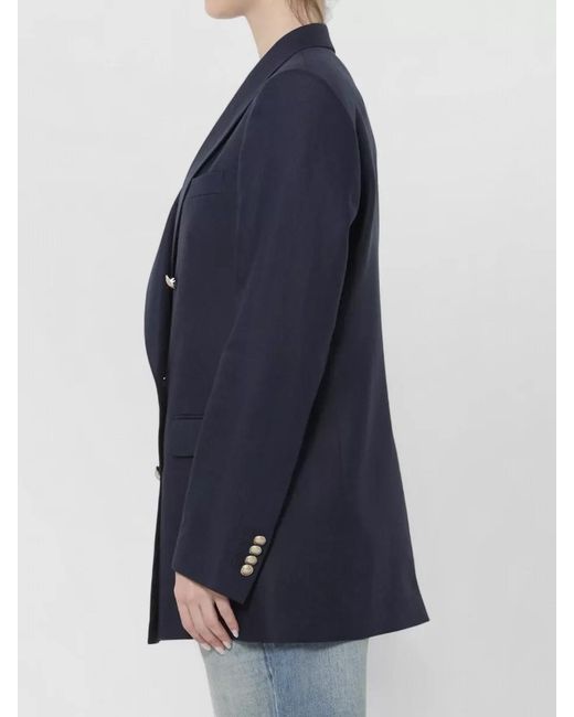 Tagliatore Blue Double-Breasted Linen Jacket