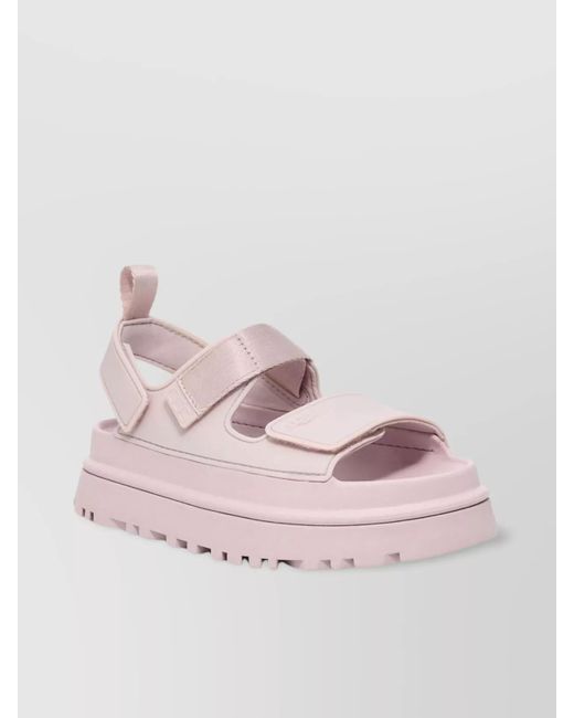 Ugg Pink Shimmering Platform Sandals Pull Tab