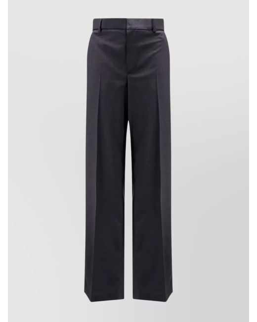 Gucci Blue Wool Trousers With Belt Loops And Wide Leg