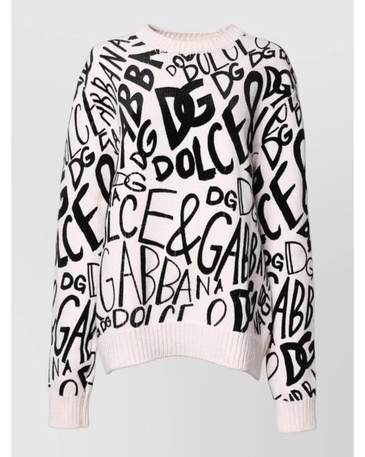 Dolce & Gabbana Black Wool Relaxed-Fit Logo-Print Sweater