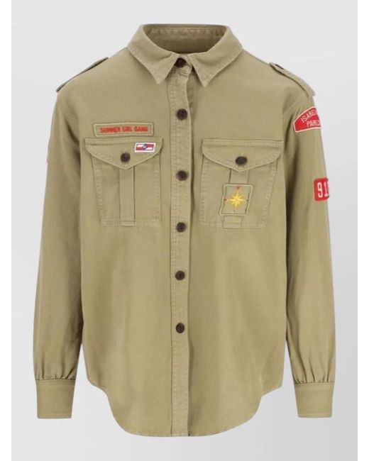 Isabel Marant Green Umberta Jacket Epaulettes Long Sleeves Pockets