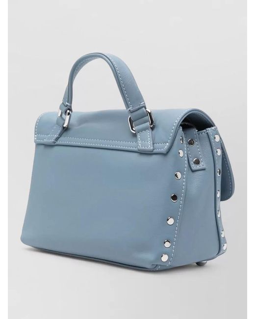 Zanellato Blue Postina Saeta Baby Leather Crossbody Bag