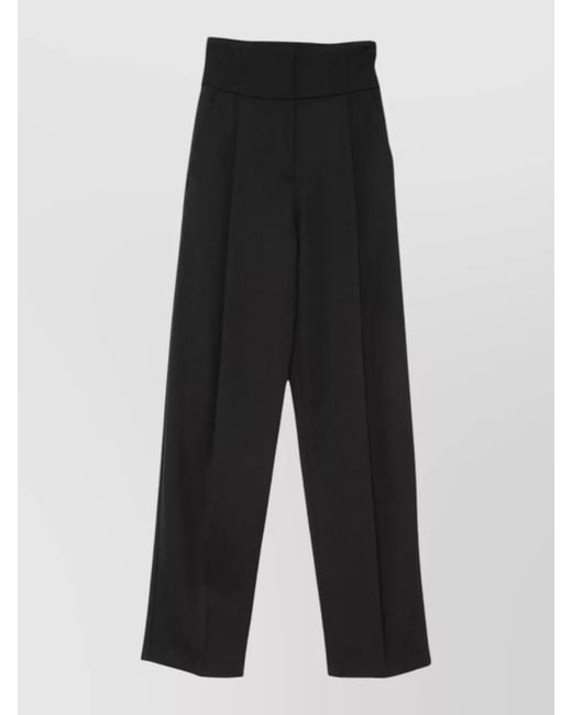 Elisabetta Franchi Black High Waisted Wide Leg Tailored Pants