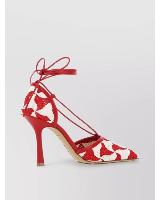 Bottega Veneta Red Crochet Sandals