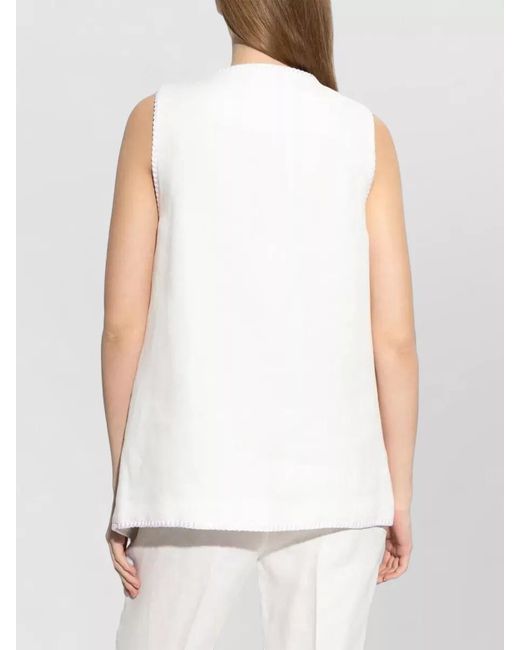 Etro White Linen Button-Down Waistcoat