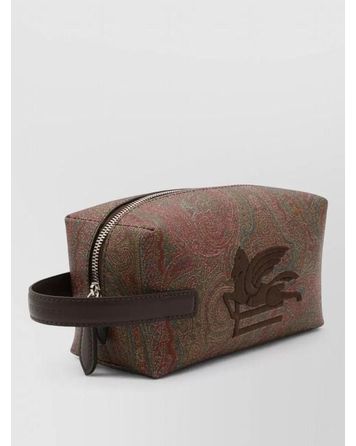 Etro Brown Canvas Travel Pouch for men