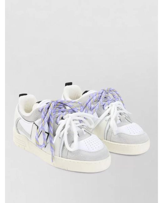 Moschino Metallic Lace Up Sneakers Suede Leather Mix