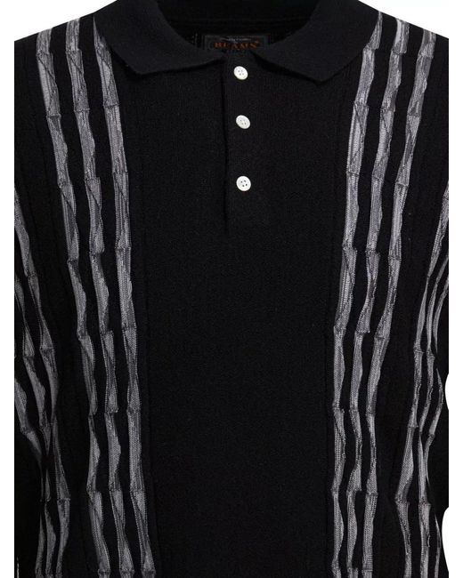 Beams Plus Black Wool Polo Sweater for men