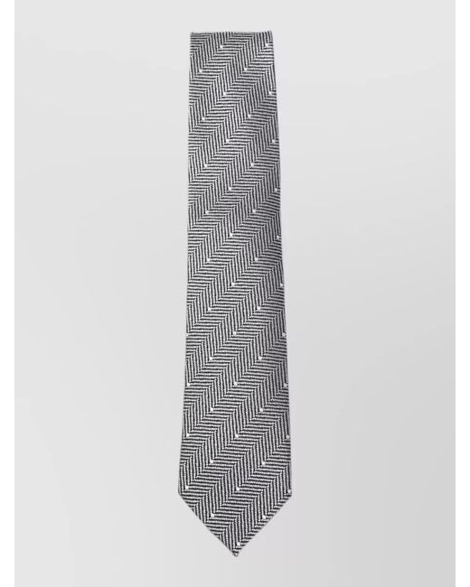 Tom Ford Gray Silk Polka-Dot Herringbone Tie for men