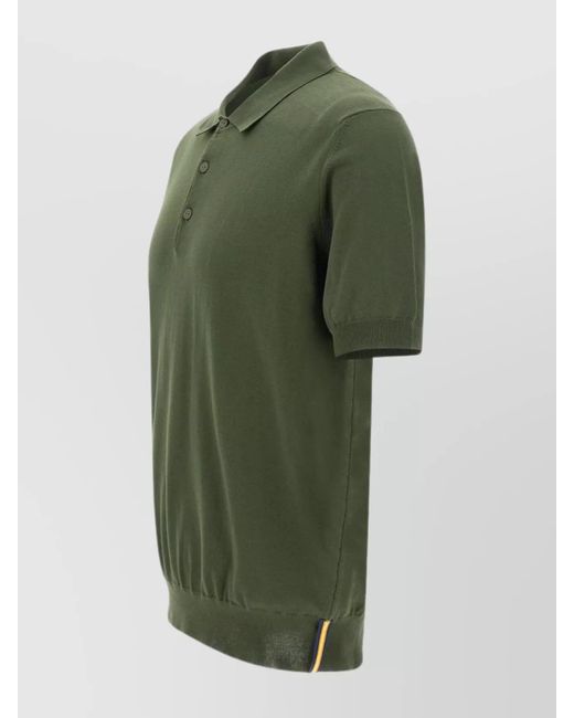K-Way Green Ribbed Cotton Short-Sleeve Polo Shirt for men