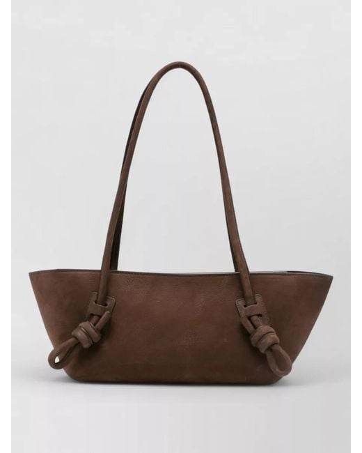 Hereu Brown Leather Knotted Shoulder Bag