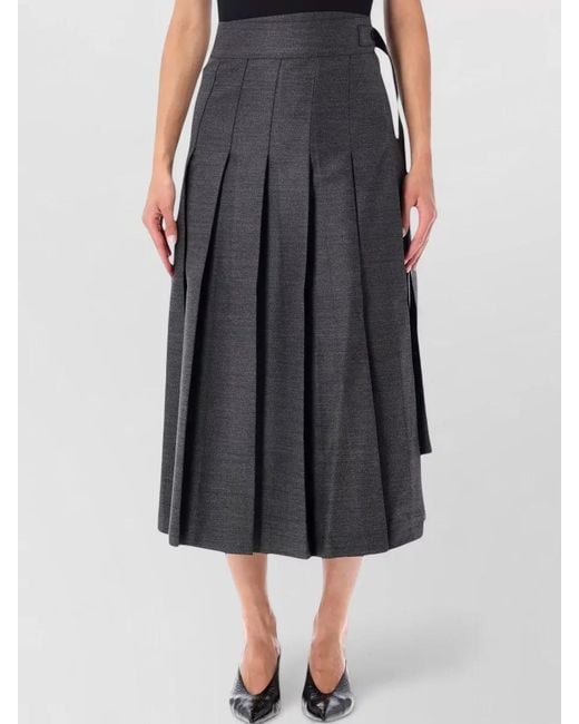 Rohe Black High Waisted Midi Pleated Wrap Skirt