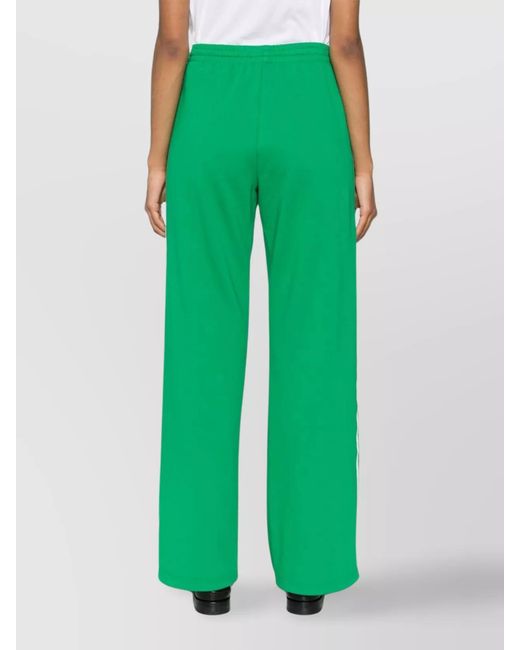 P.A.R.O.S.H. Green Logo-Embroidered Straight Trousers With Side Stripe Detailing