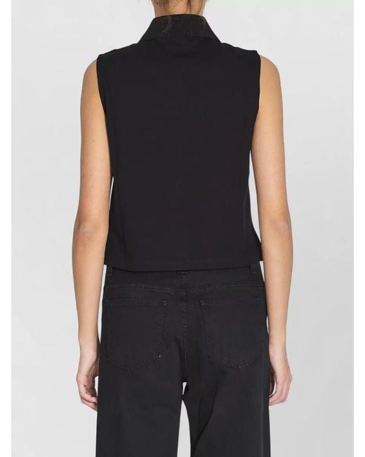 Saint Laurent Blue Cassandre Cotton Piqué Cropped Polo Top