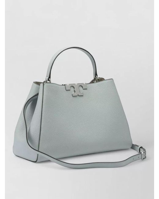 Tory Burch Gray Leather Bucket Bag Detachable Strap Top Handle