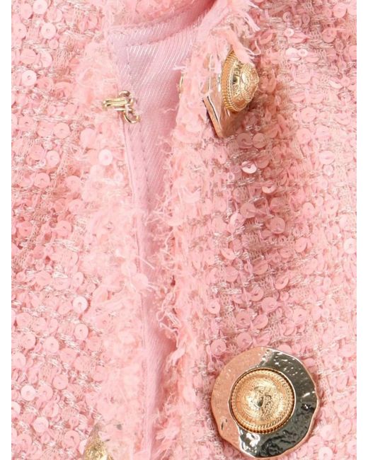 Balmain Pink Sequin Tweed Blazer