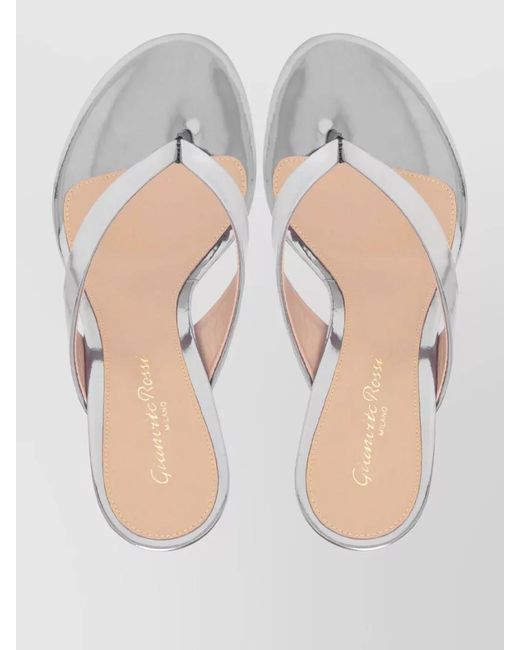 Gianvito Rossi Pink Sofia Thong Metallic Leather Heel Sandals