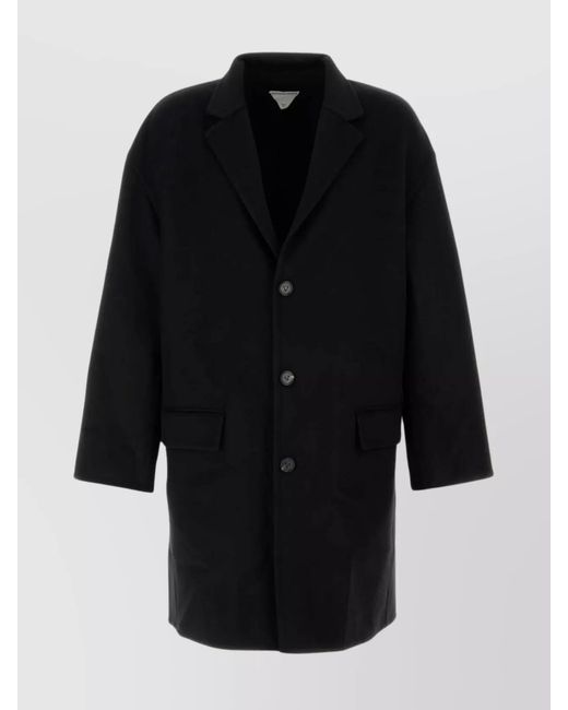 Bottega Veneta Black Wool Single Breasted Coat for men