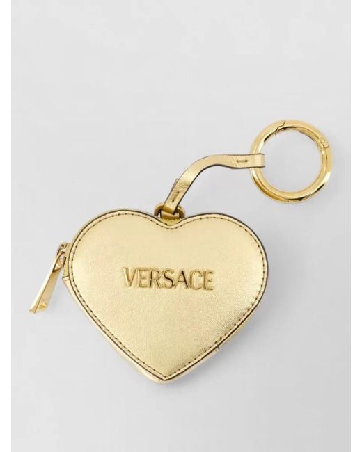Versace Metallic Leather Coin Keychain