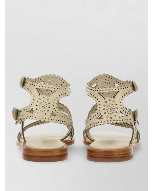 Ash Natural Sandalwood Ankle Strap Flat Sole Sandals