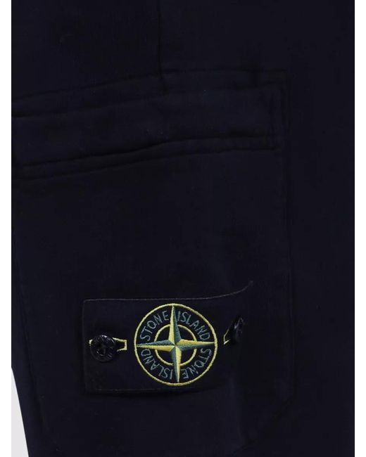Stone Island Blue Track Pants Ribbed Cuffs Side Pocket for men