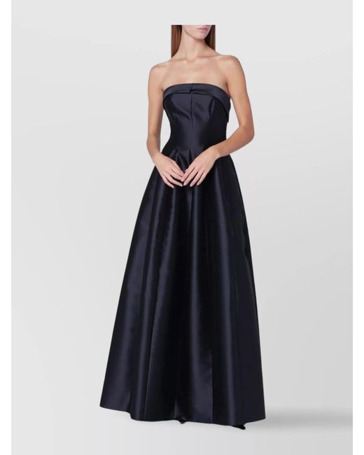 Alberta Ferretti Blue Strapless Silk Blend Mikado Evening Gown
