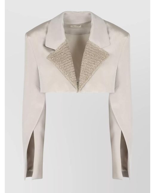 The Mannei White Silk Cropped Blazer