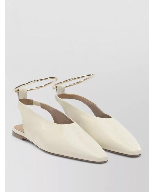 Jil Sander Natural Leather Slingback Ballerina Shoes