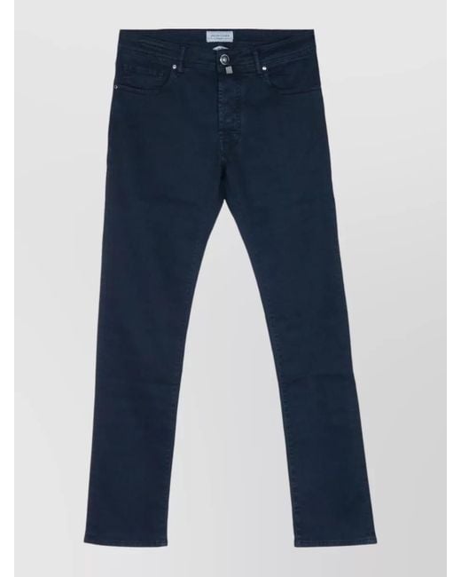 Jacob Cohen Blue Denim Trousers Belt Loops Mid Rise Slim for men
