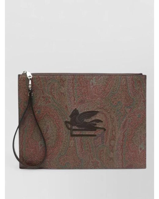 Etro Brown Leather Clutch Bag for men