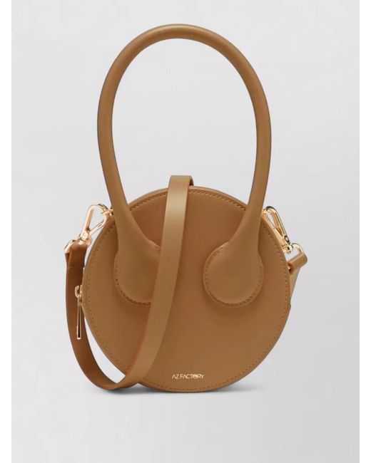 AZ FACTORY Brown Leather Mini Clutch Bag