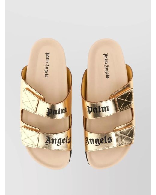 Palm Angels Metallic Leather Logo Sandals