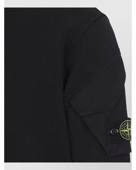 Stone Island Black Cotton Sweatshirt Crew Neck Utility Pocket for men