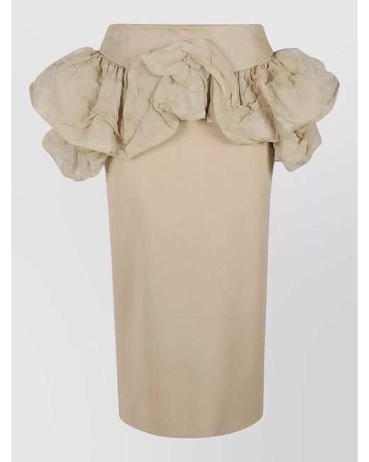 Max Mara Natural High Waist Skirt Back Slit Ruffles