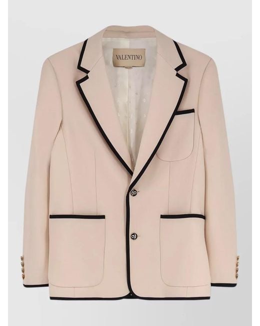 Valentino Natural Virgin Wool Blazer Single Breasted Design for men