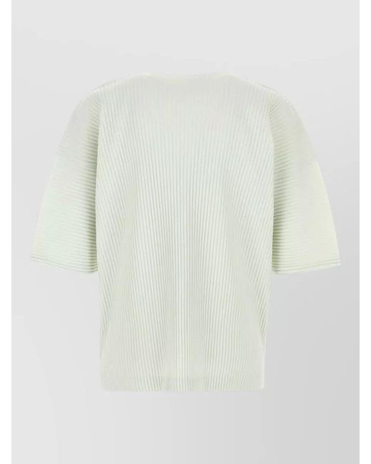 Homme Plissé Issey Miyake White Pleated T-Shirt for men